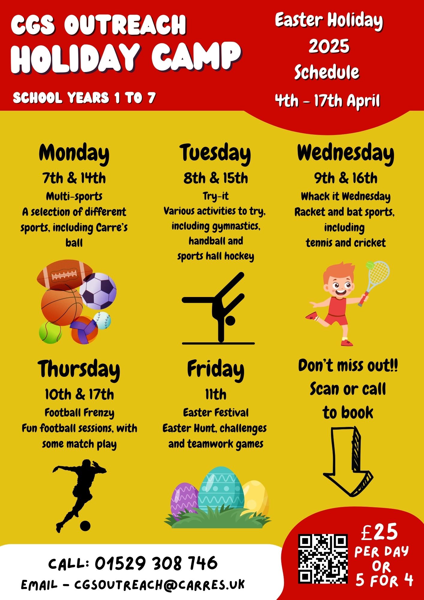 Easter Holiday Camp School Years 1 - 7 Email cgsoutreach@carres.uk for full details