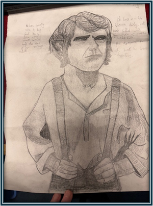 Drawing of Bilbo from Lord of the Rings