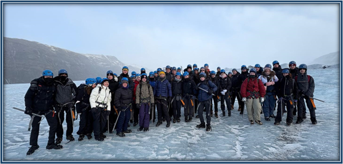 Group of students on a glacier