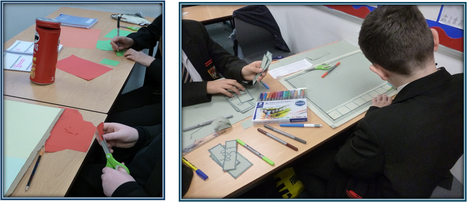 students making paper based board games