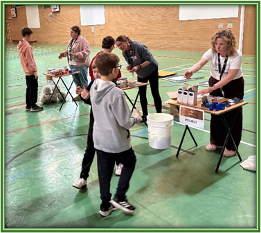 students swapping vouchers for prizes